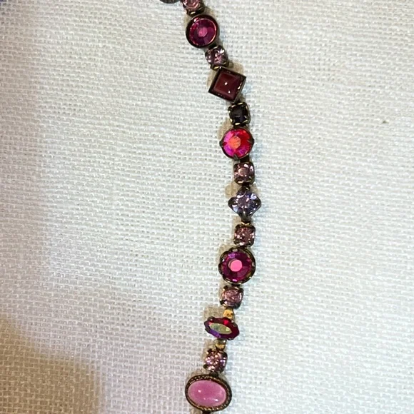Vintage Sorrelli Pink Y Rhinestone Necklace - Picture 8 of 8